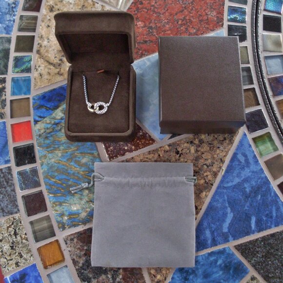 Retired David Yurman  Belmont Curb Necklace- 18K/925 - Adjustable DY Chain - Picture 2 of 12